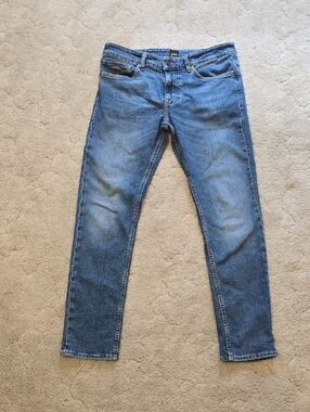 Hugo Boss Men's Slim Straight Jeans in Blue Denim